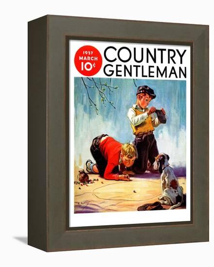 "Lost All His Marbles," Country Gentleman Cover, March 1, 1937-Henry Hintermeister-Framed Premier Image Canvas