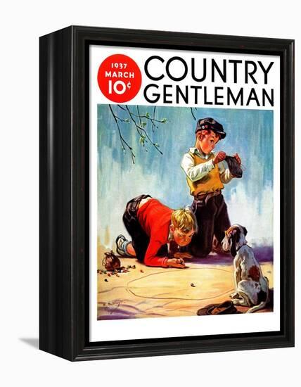 "Lost All His Marbles," Country Gentleman Cover, March 1, 1937-Henry Hintermeister-Framed Premier Image Canvas