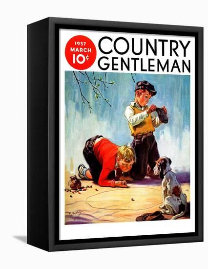 "Lost All His Marbles," Country Gentleman Cover, March 1, 1937-Henry Hintermeister-Framed Premier Image Canvas