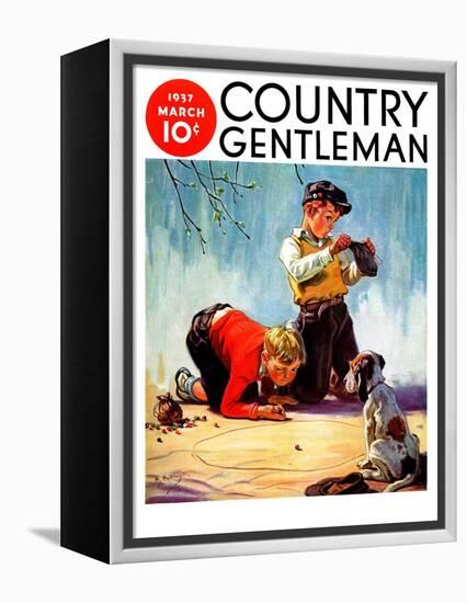 "Lost All His Marbles," Country Gentleman Cover, March 1, 1937-Henry Hintermeister-Framed Premier Image Canvas