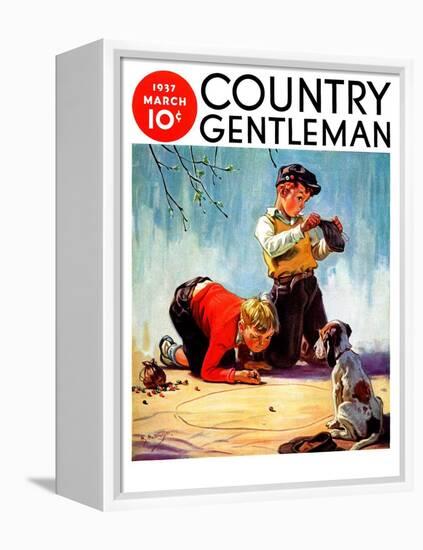 "Lost All His Marbles," Country Gentleman Cover, March 1, 1937-Henry Hintermeister-Framed Premier Image Canvas