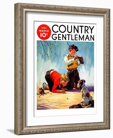 "Lost All His Marbles," Country Gentleman Cover, March 1, 1937-Henry Hintermeister-Framed Giclee Print