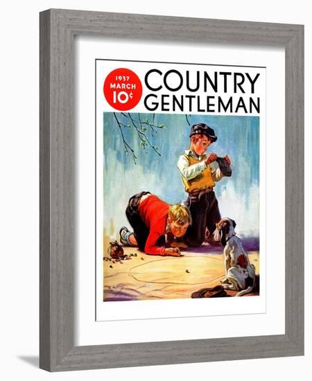 "Lost All His Marbles," Country Gentleman Cover, March 1, 1937-Henry Hintermeister-Framed Giclee Print