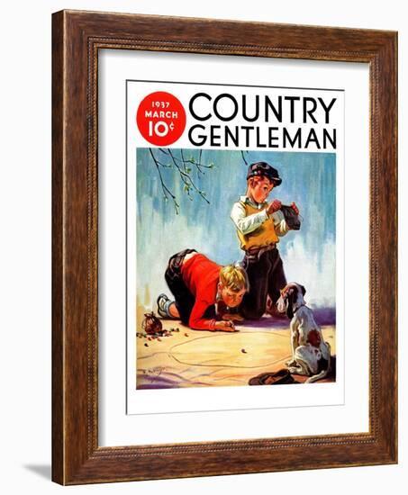 "Lost All His Marbles," Country Gentleman Cover, March 1, 1937-Henry Hintermeister-Framed Giclee Print