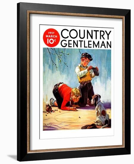 "Lost All His Marbles," Country Gentleman Cover, March 1, 1937-Henry Hintermeister-Framed Giclee Print