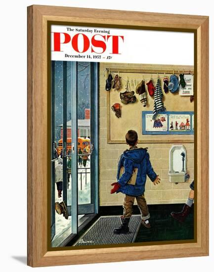 "Lost His Mitten" Saturday Evening Post Cover, December 14, 1957-Ben Kimberly Prins-Framed Premier Image Canvas