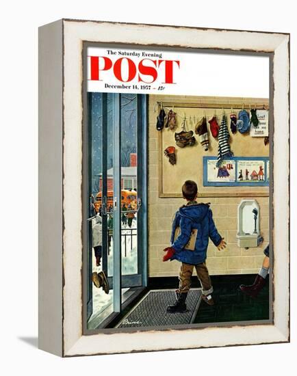 "Lost His Mitten" Saturday Evening Post Cover, December 14, 1957-Ben Kimberly Prins-Framed Premier Image Canvas