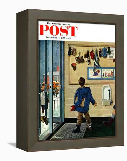 "Lost His Mitten" Saturday Evening Post Cover, December 14, 1957-Ben Kimberly Prins-Framed Premier Image Canvas