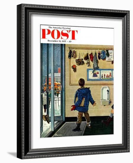 "Lost His Mitten" Saturday Evening Post Cover, December 14, 1957-Ben Kimberly Prins-Framed Giclee Print