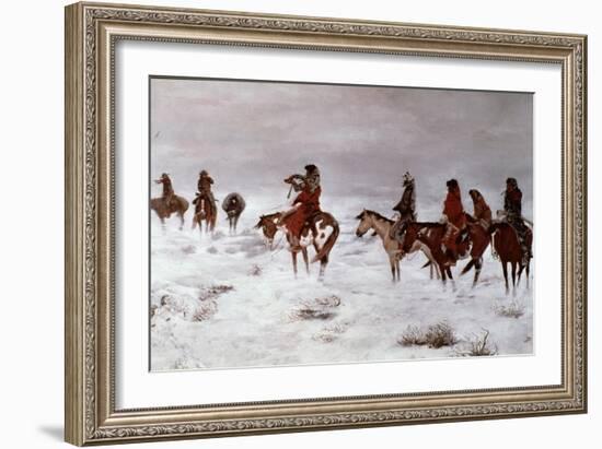 Lost in a Snow Storm - We Are Friends, 1888-Charles Marion Russell-Framed Giclee Print