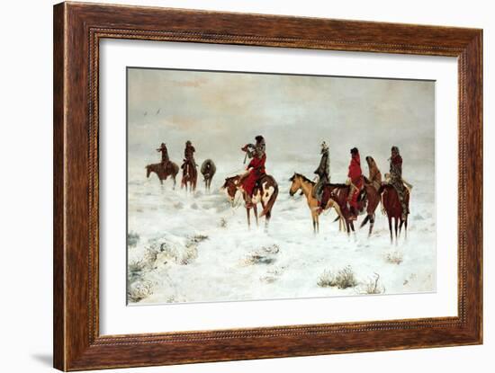 Lost in a Snowstorm-We are Friends-Charles Marion Russell-Framed Art Print