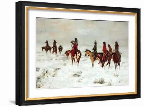 Lost in a Snowstorm-We are Friends-Charles Marion Russell-Framed Art Print