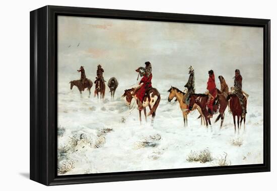 Lost in a Snowstorm-We are Friends-Charles Marion Russell-Framed Stretched Canvas