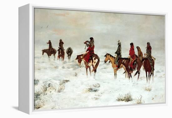 Lost in a Snowstorm-We are Friends-Charles Marion Russell-Framed Stretched Canvas