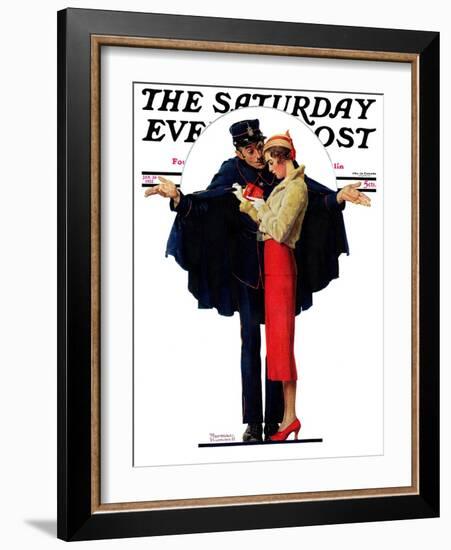 "Lost in Paris" or "Boulevard Haussmann" Saturday Evening Post Cover, January 30,1932-Norman Rockwell-Framed Giclee Print