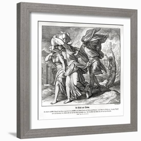 Lot and his family flee from Sodom, Genesis-Julius Schnorr von Carolsfeld-Framed Giclee Print