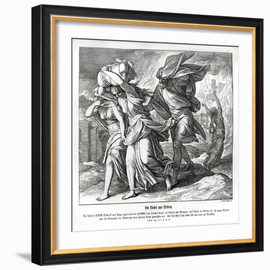 Lot and his family flee from Sodom, Genesis-Julius Schnorr von Carolsfeld-Framed Giclee Print