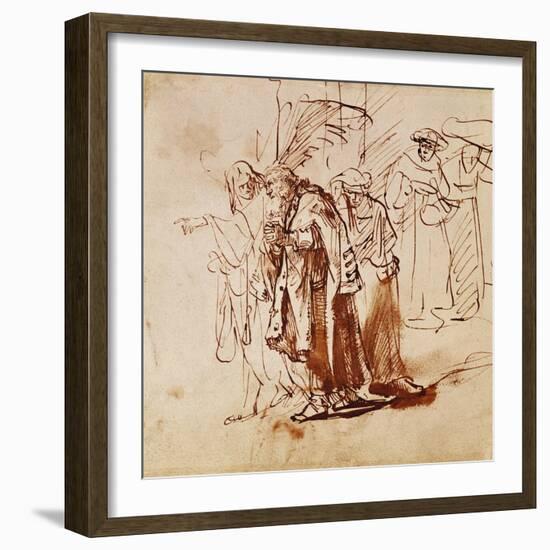 Lot and His Family, Pen and Ink Drawing-Rembrandt van Rijn-Framed Giclee Print