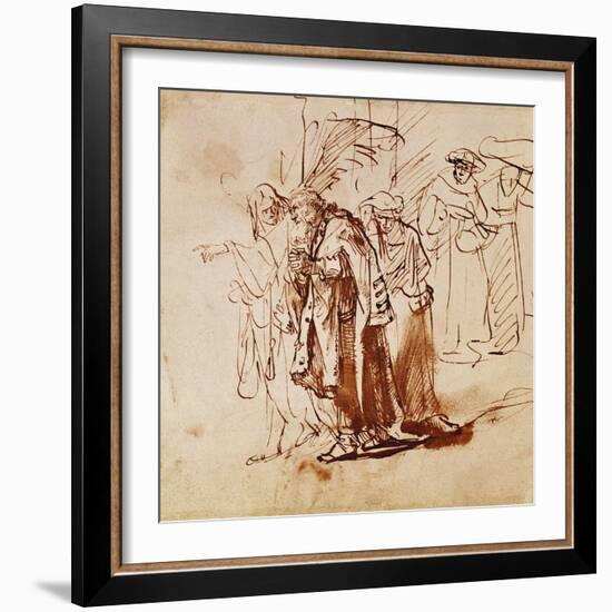 Lot and His Family, Pen and Ink Drawing-Rembrandt van Rijn-Framed Giclee Print