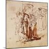 Lot and His Family, Pen and Ink Drawing-Rembrandt van Rijn-Mounted Giclee Print
