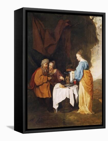 Lot's Daughters Getting Him Drunk-Gabriel Metsu-Framed Premier Image Canvas