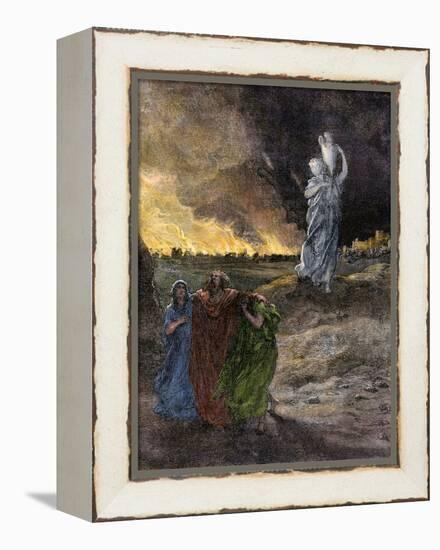 Lot's Wife Becomes a Pillar of Salt Because She Looked Back at Sodom's Destruction-null-Framed Premier Image Canvas