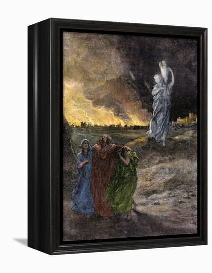 Lot's Wife Becomes a Pillar of Salt Because She Looked Back at Sodom's Destruction-null-Framed Premier Image Canvas