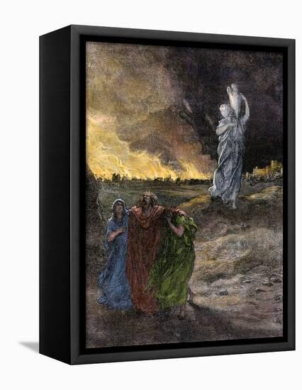 Lot's Wife Becomes a Pillar of Salt Because She Looked Back at Sodom's Destruction-null-Framed Premier Image Canvas