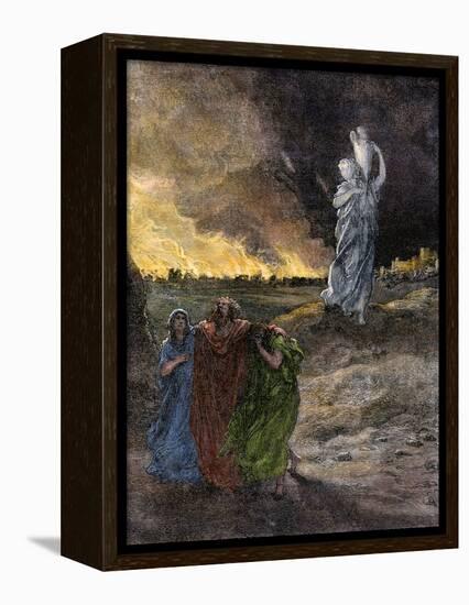 Lot's Wife Becomes a Pillar of Salt Because She Looked Back at Sodom's Destruction-null-Framed Premier Image Canvas