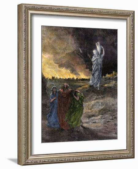 Lot's Wife Becomes a Pillar of Salt Because She Looked Back at Sodom's Destruction-null-Framed Giclee Print