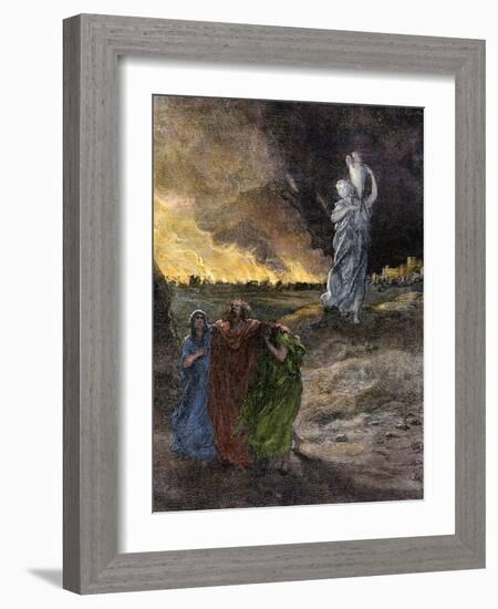 Lot's Wife Becomes a Pillar of Salt Because She Looked Back at Sodom's Destruction-null-Framed Giclee Print