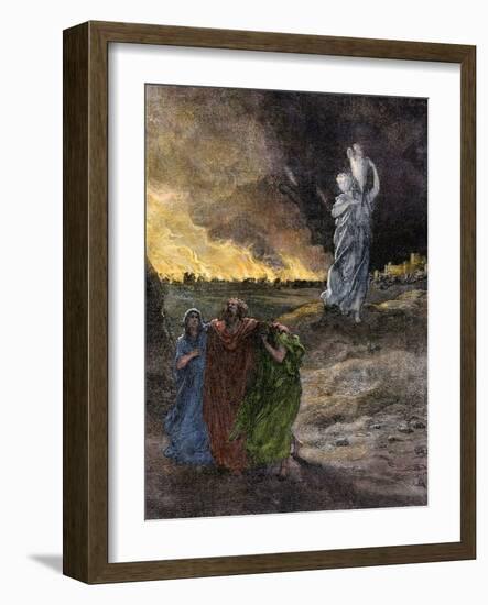 Lot's Wife Becomes a Pillar of Salt Because She Looked Back at Sodom's Destruction-null-Framed Giclee Print