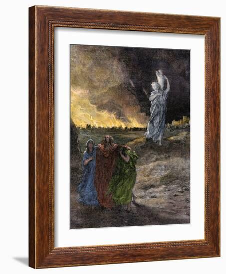 Lot's Wife Becomes a Pillar of Salt Because She Looked Back at Sodom's Destruction-null-Framed Giclee Print