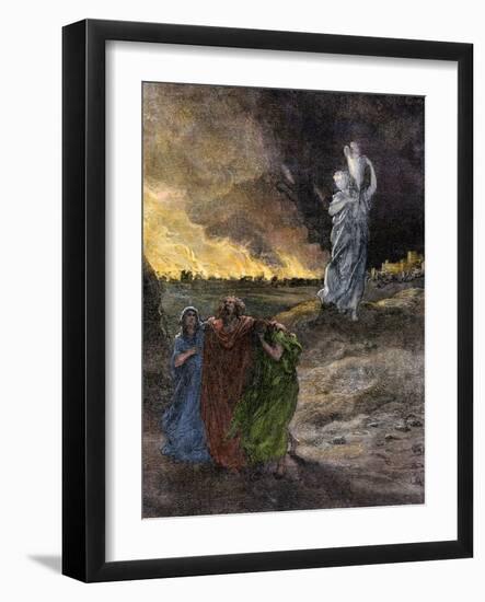 Lot's Wife Becomes a Pillar of Salt Because She Looked Back at Sodom's Destruction-null-Framed Giclee Print