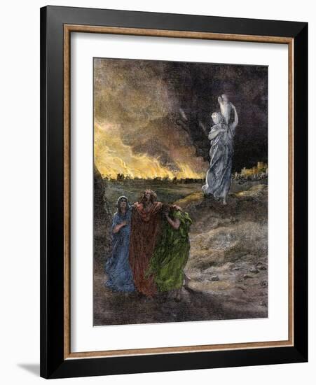 Lot's Wife Becomes a Pillar of Salt Because She Looked Back at Sodom's Destruction-null-Framed Giclee Print