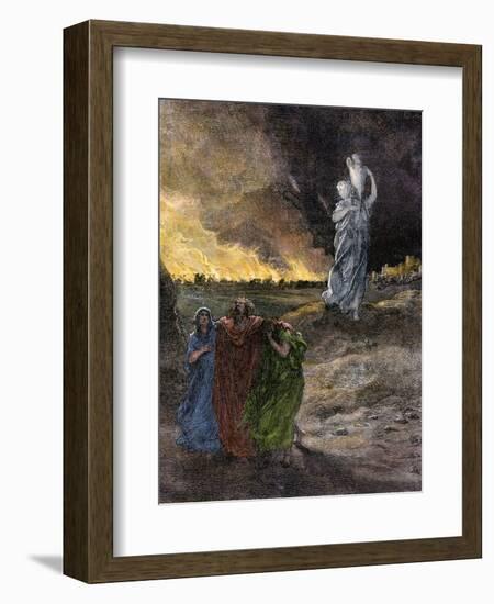 Lot's Wife Becomes a Pillar of Salt Because She Looked Back at Sodom's Destruction-null-Framed Giclee Print