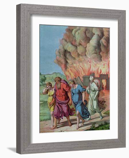 Lot's Wife Looks Back at Sodom and is Changed Into a Pillar of Salt, Illustration For a Catechism-null-Framed Giclee Print