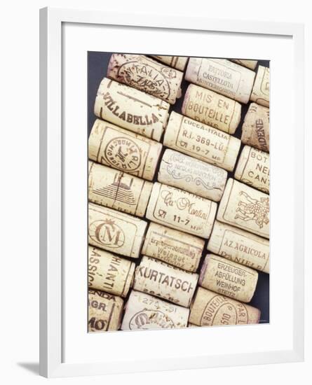 Lots of Different Wine Corks Lying Side by Side-null-Framed Photographic Print