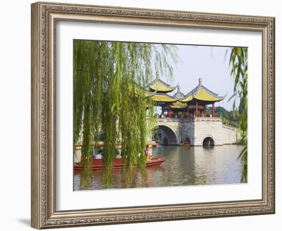 Lotus Bridge (Also Five Pagoda) Bridge on Slim West Lake (Shouxihu), Yangzhou, Jiangsu, China-Keren Su-Framed Photographic Print