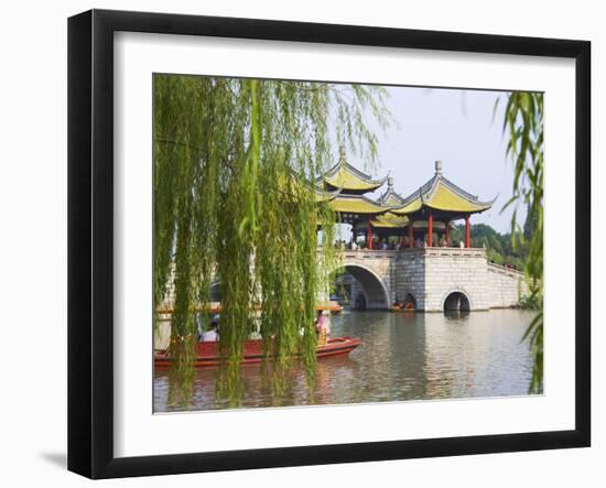 Lotus Bridge (Also Five Pagoda) Bridge on Slim West Lake (Shouxihu), Yangzhou, Jiangsu, China-Keren Su-Framed Photographic Print