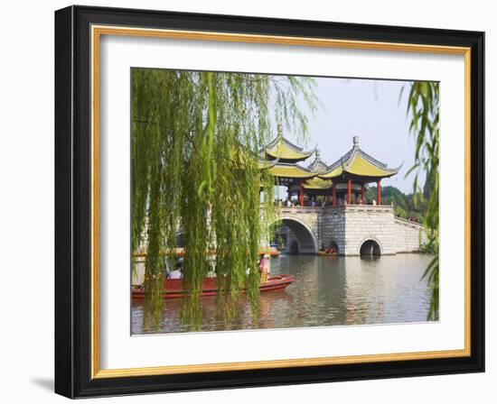 Lotus Bridge (Also Five Pagoda) Bridge on Slim West Lake (Shouxihu), Yangzhou, Jiangsu, China-Keren Su-Framed Photographic Print