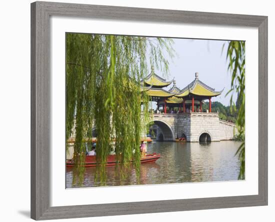 Lotus Bridge (Also Five Pagoda) Bridge on Slim West Lake (Shouxihu), Yangzhou, Jiangsu, China-Keren Su-Framed Photographic Print