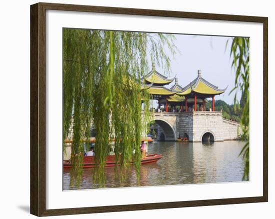Lotus Bridge (Also Five Pagoda) Bridge on Slim West Lake (Shouxihu), Yangzhou, Jiangsu, China-Keren Su-Framed Photographic Print