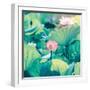 Lotus Flower Blooming in Summer Pond with Green Leaves as Background-kenny001-Framed Photographic Print