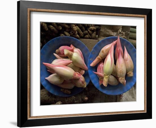 Lotus Flower Hearts in the Vegetable Market, Mulu, Sarawakn Borneo-Annie Owen-Framed Photographic Print