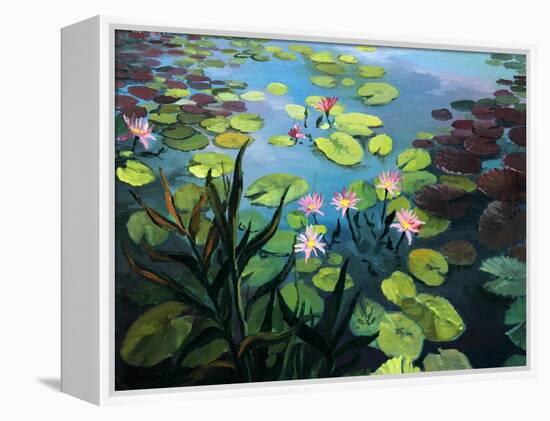 Lotus Flowers-kirilstanchev-Framed Stretched Canvas