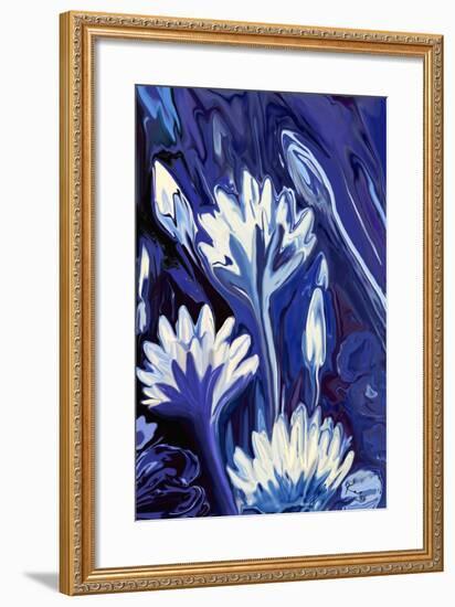 Lotus in Blue-Rabi Khan-Framed Art Print