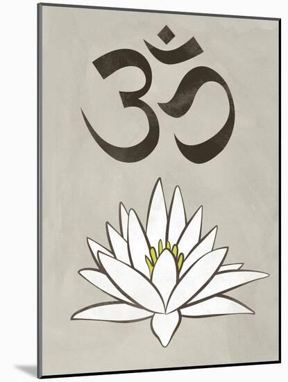 Lotus Meditation AUM Blue White Print Poster-null-Mounted Art Print