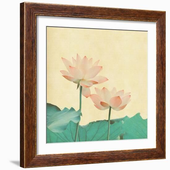 Lotus On The Old Grunge Paper Background-kenny001-Framed Premium Giclee Print