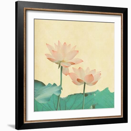 Lotus On The Old Grunge Paper Background-kenny001-Framed Premium Giclee Print